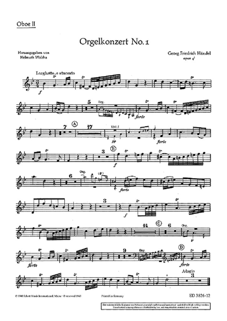 Organ Concerto No. 1 G Minor op. 4/1 HWV 289